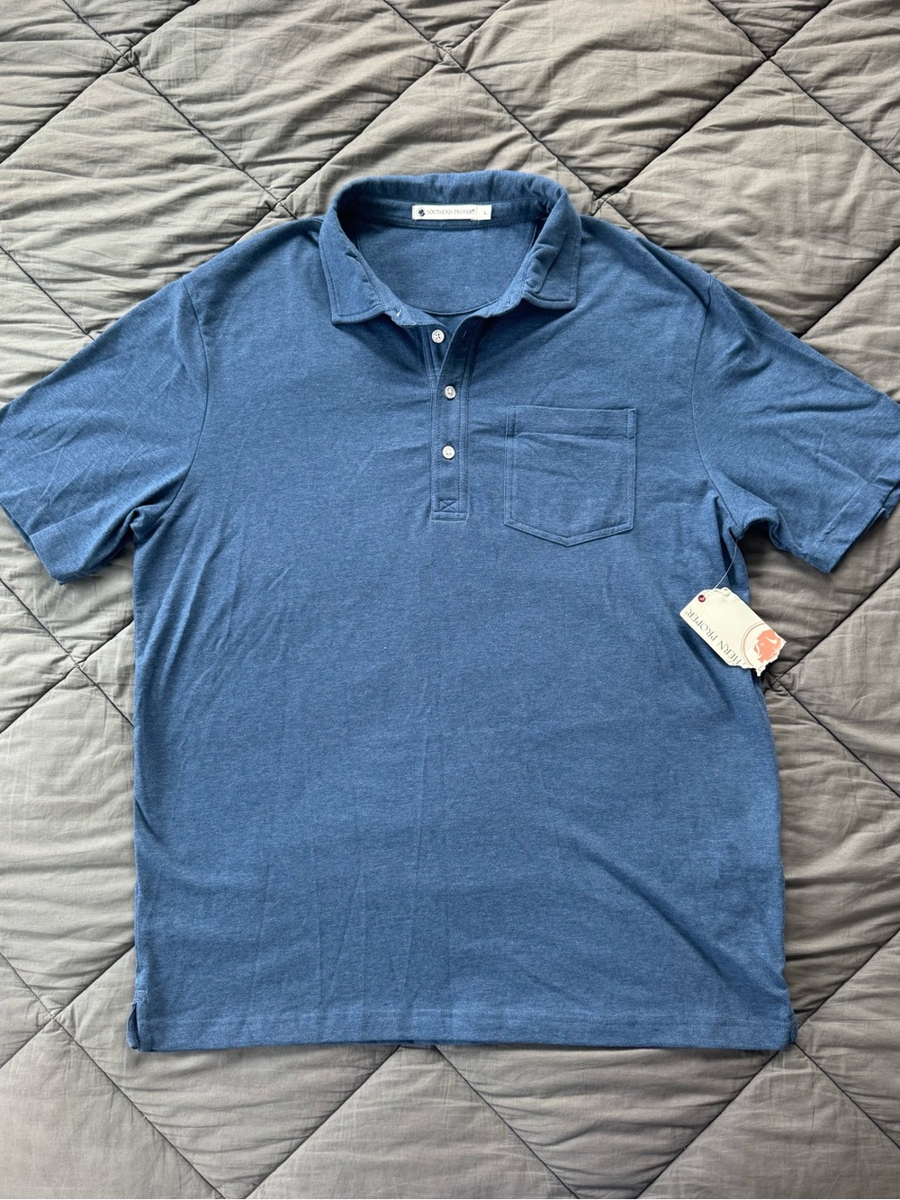 Indigo Blue Polo with Chest Pocket